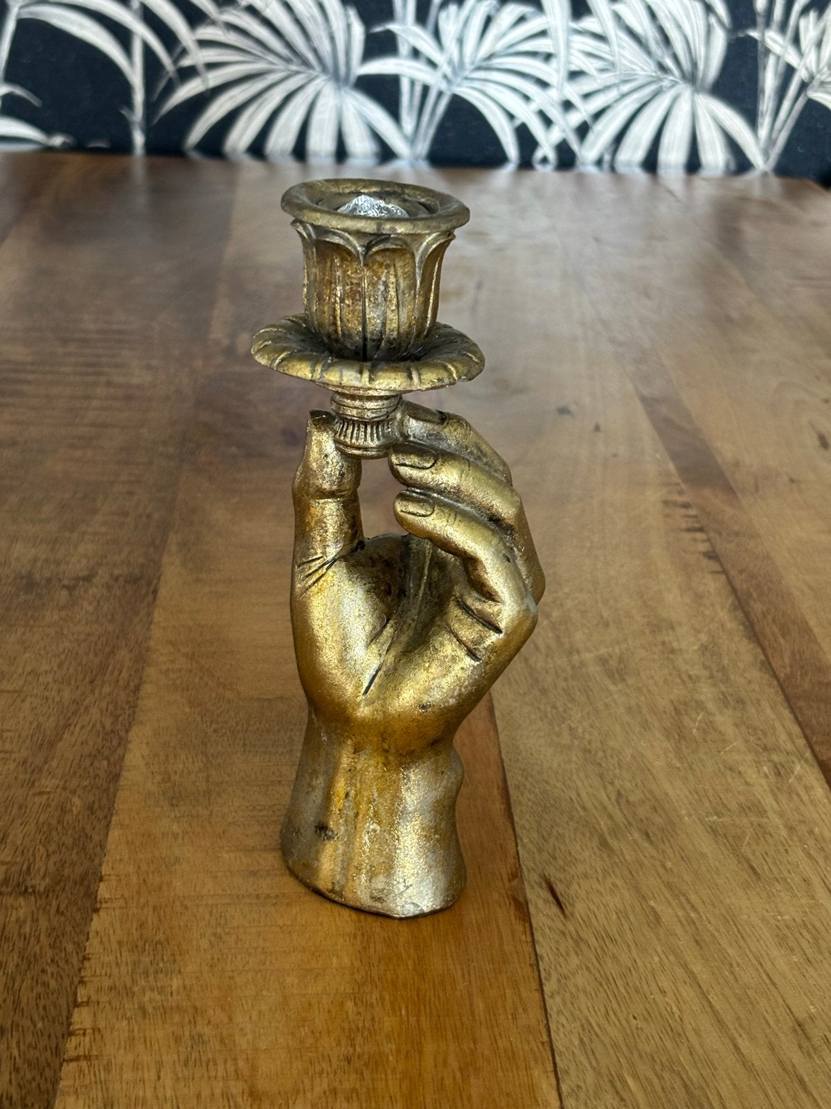 Gouden Hand Kandelaar - Vintage Stijl, Ophalen of Verzenden, Overige materialen