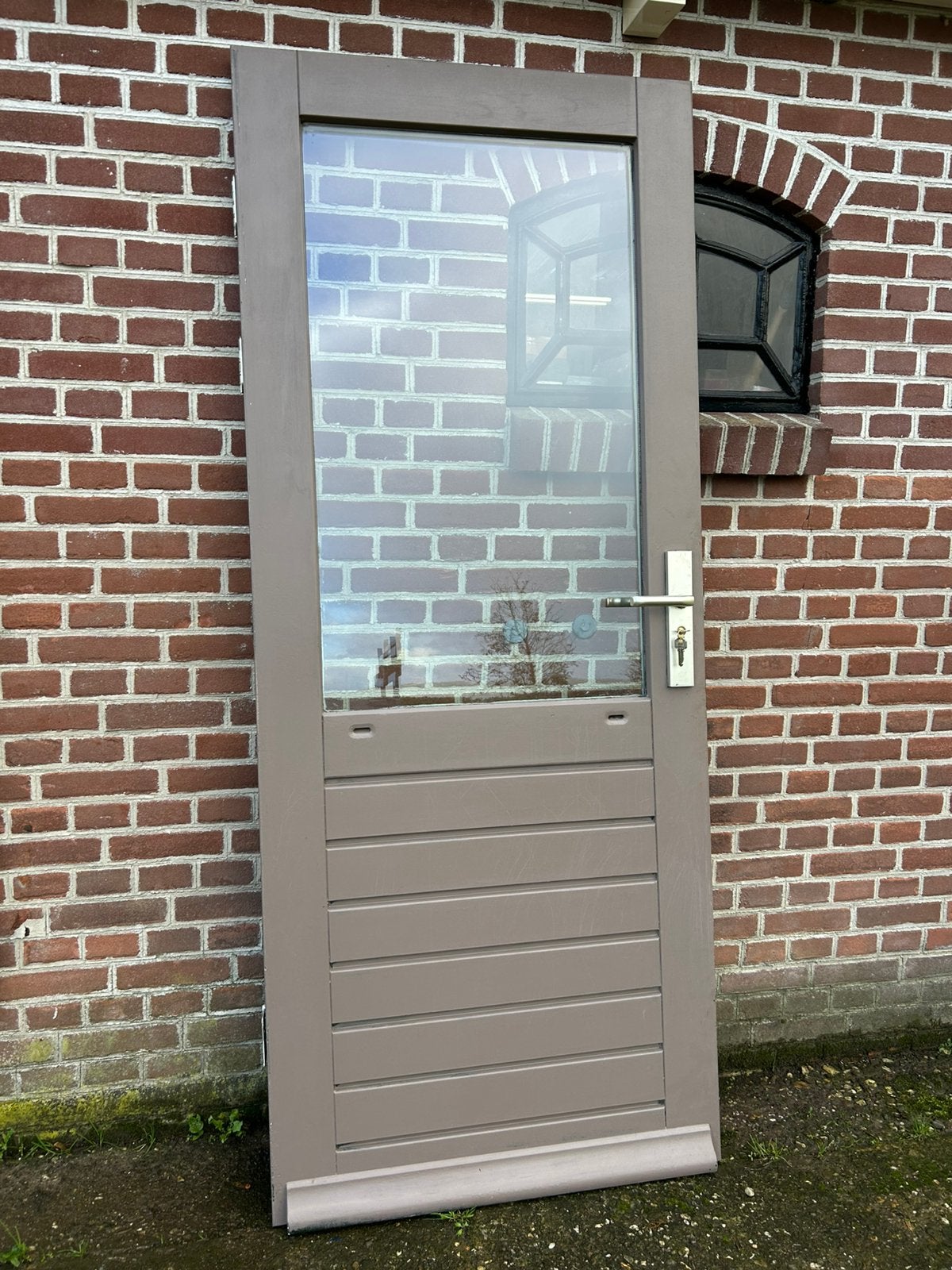 Hardhouten achterdeur 82,5x200cm. (Binnendraaiend), Ophalen, 80 tot 100 cm, 200 tot 215 cm, Glas