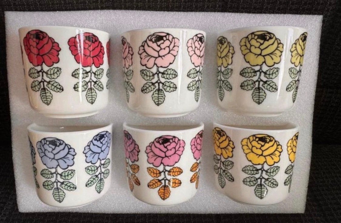 Marimekko Vihkiruusu 6 mokken 2dl NIEUW, Huis en Inrichting, Keuken | Servies, Keramiek, Nieuw, Ophalen of Verzenden, Overige stijlen