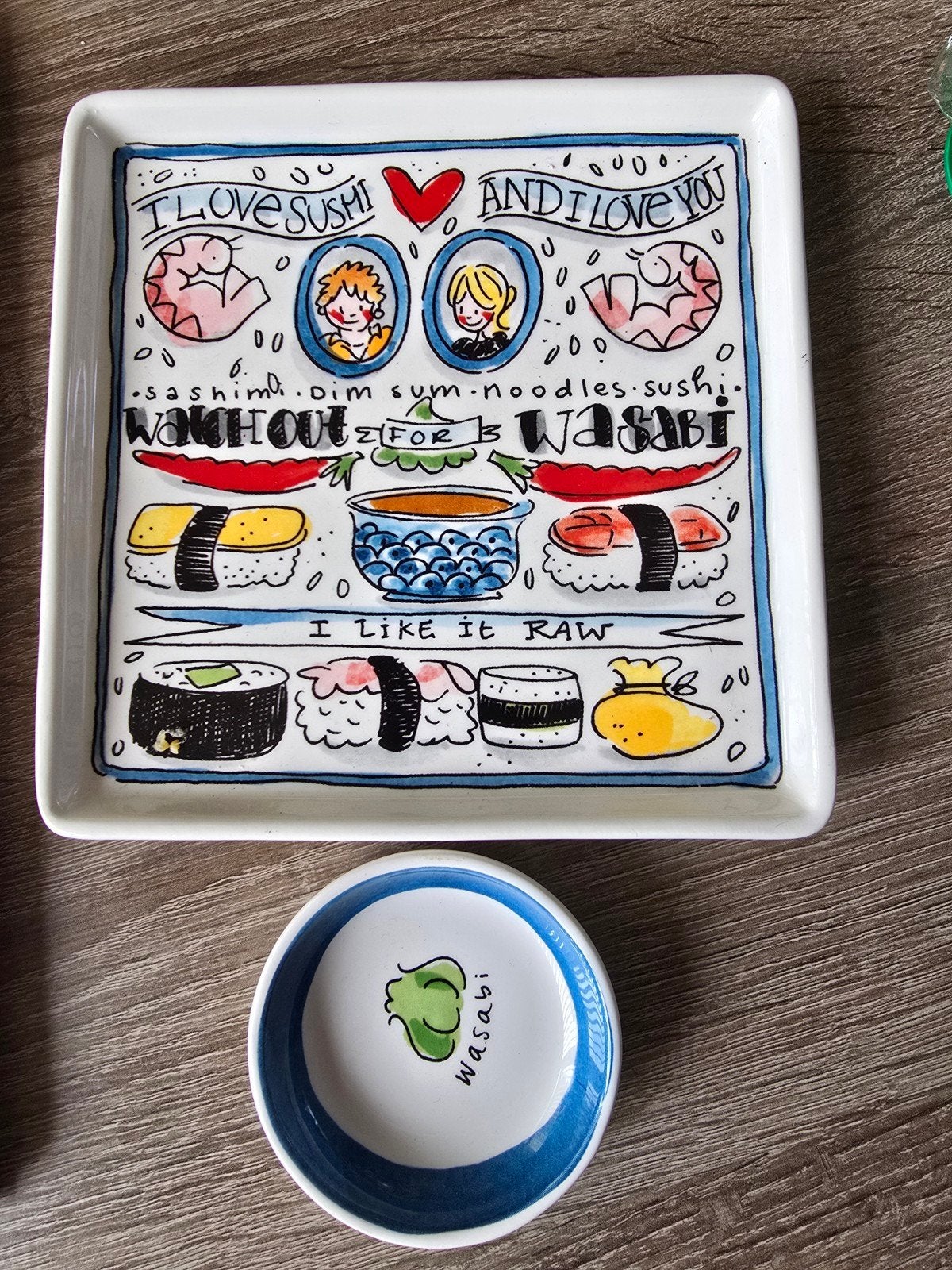Blond Amsterdam Sushi schaal met wasabi schaaltje, Keramiek, Ophalen of Verzenden, Modern, Blond Amsterdam