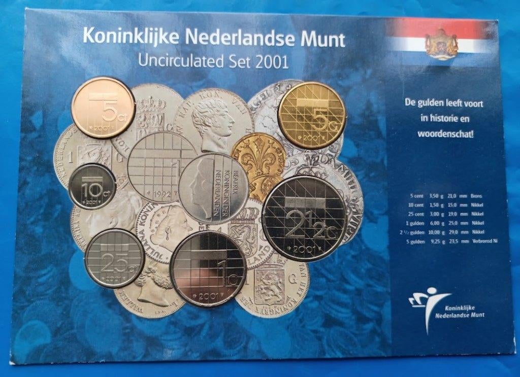 Laatste Gulden Uncirculated Set 2001, Postzegels en Munten, Munten | Nederland, Setje, Overige waardes, Koningin Beatrix, Verzenden