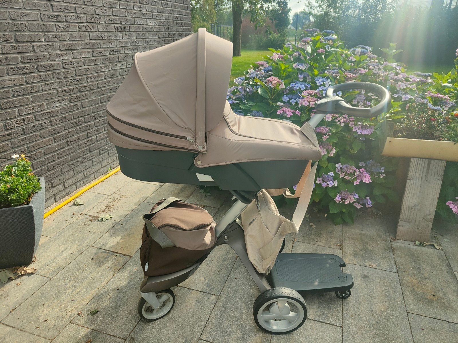 Stokke Kinderwagen met Maxi-Cosi en accessoires, Gebruikt, Combiwagen, Verstelbare duwstang, Ophalen