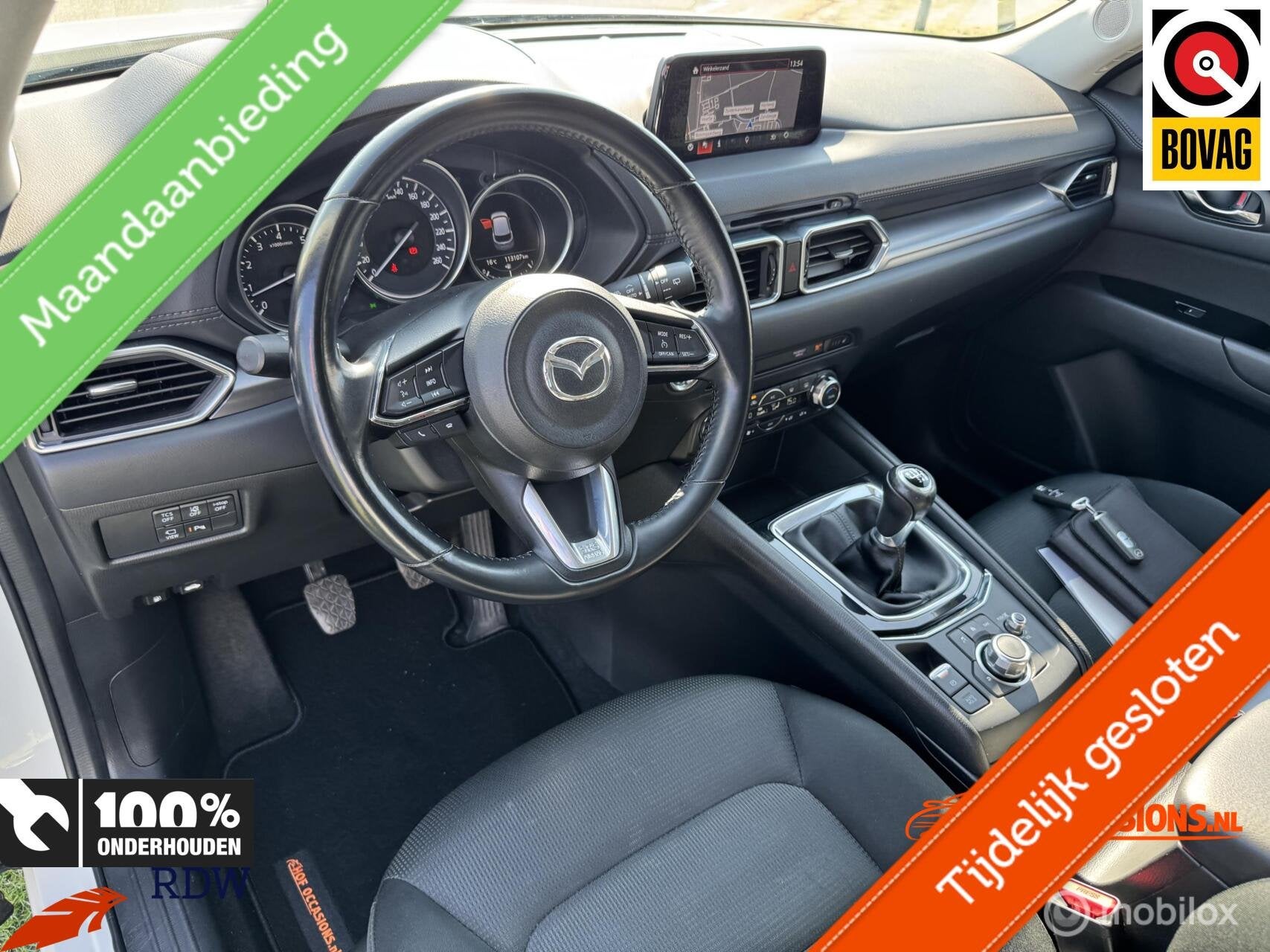 Mazda CX-5 2.0 SkyActiv-G 165pk 19'' LMV/TREKHAAK/360 CAMERA, Voorwielaandrijving, 1998 cc, Stof, Zwart