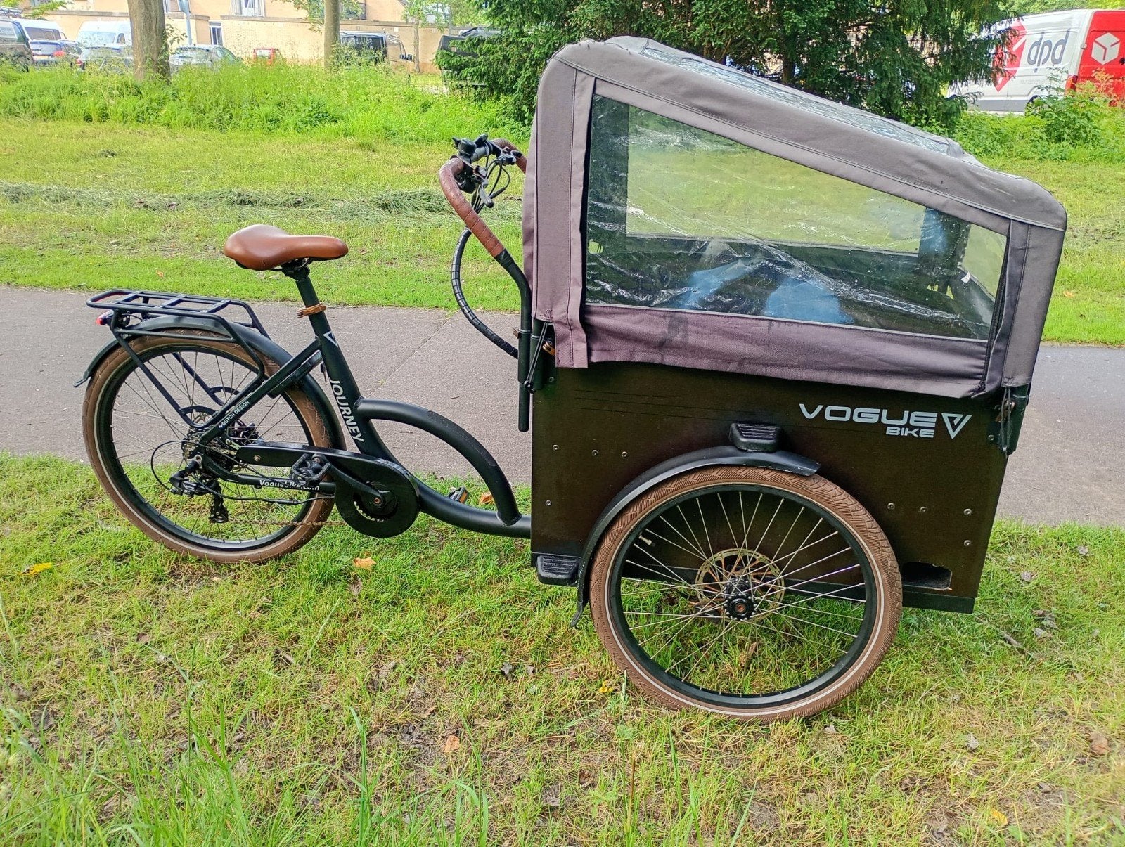 Vogue Journey Bakfiets - Elektrisch met Huif, Ophalen, Zo goed als nieuw, 4 kinderen of meer, Huif
