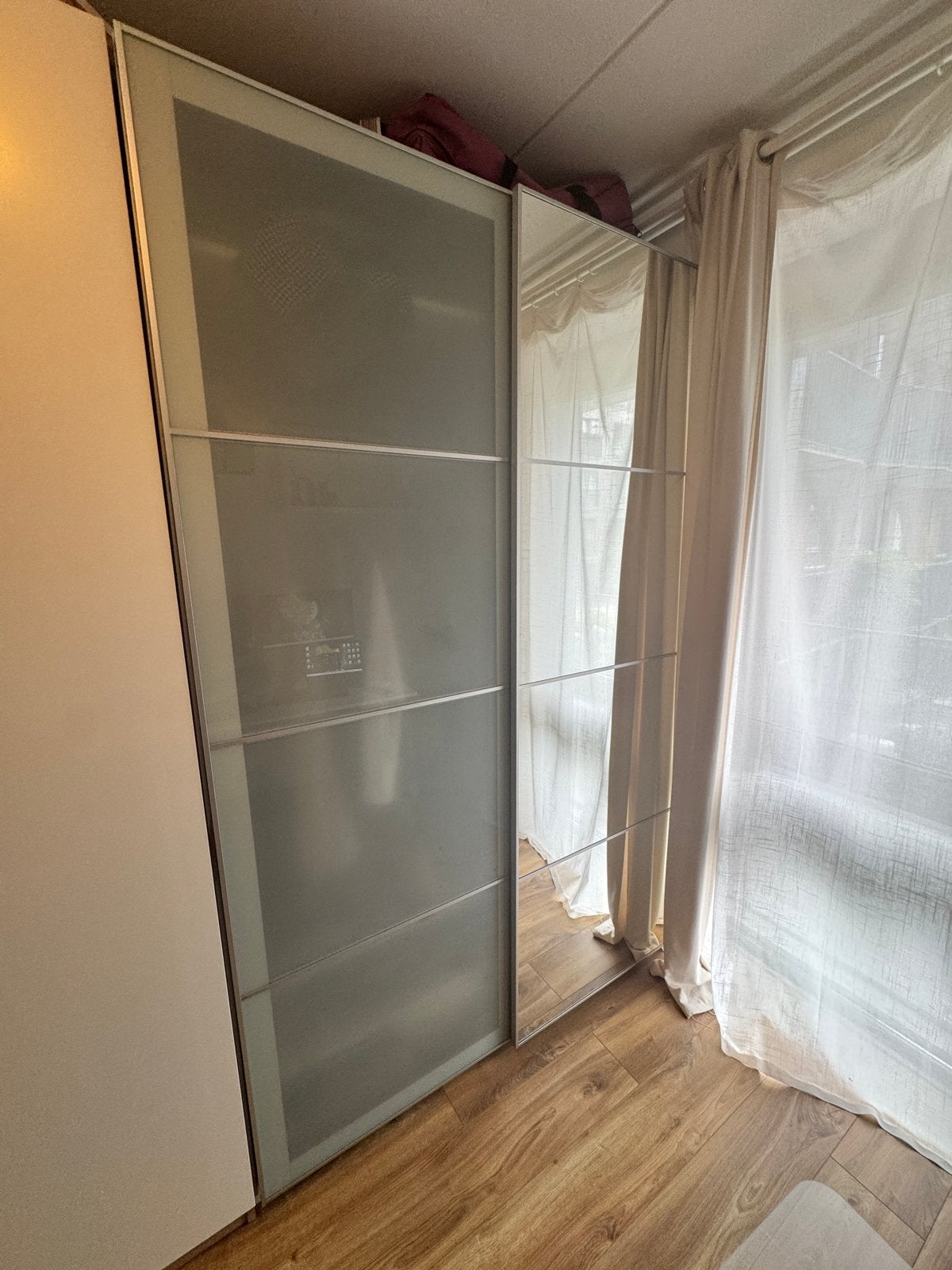 Pax kast met glazen en spiegel schuifdeuren, Ophalen, Gebruikt, 200 cm of meer, 150 tot 200 cm