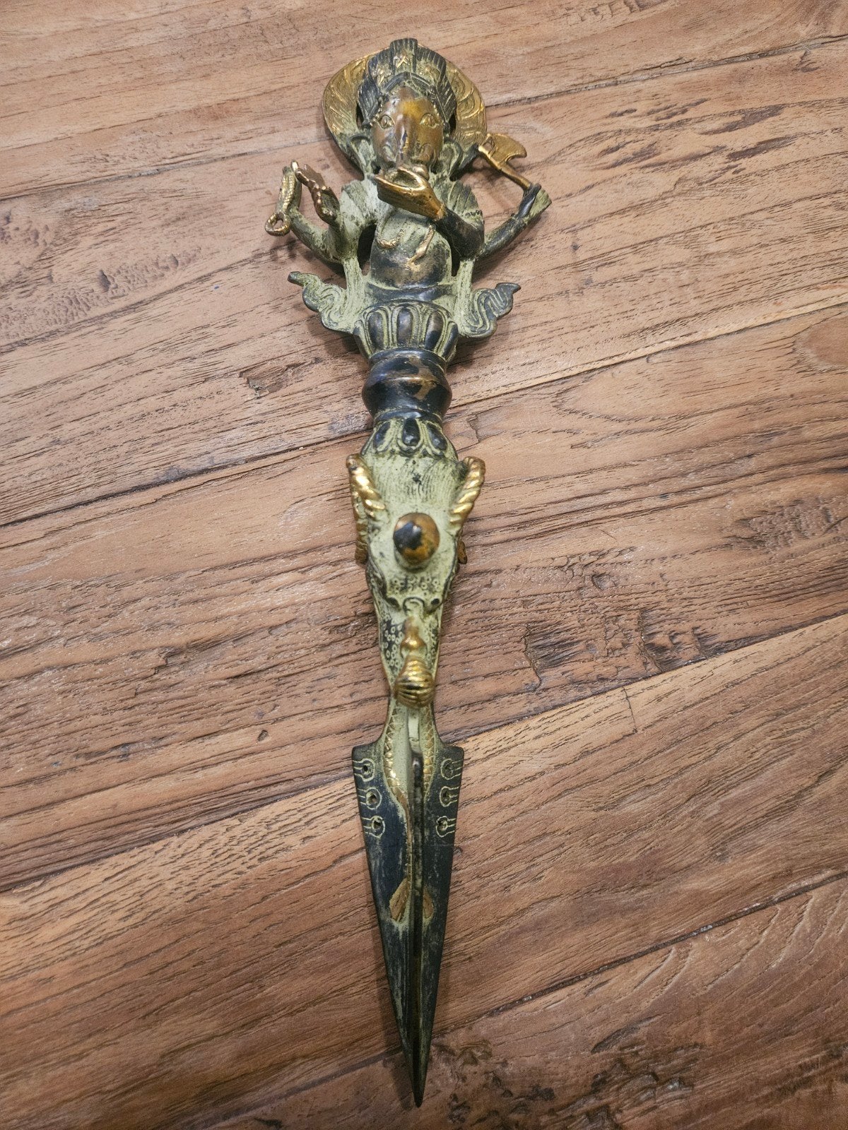 Bronzen Vajra Dorje Phurba met Tibetaans Ganeshgezicht, Ophalen of Verzenden