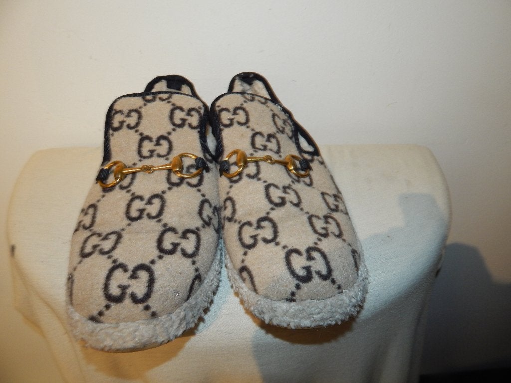 Gucci gg monogram loafers wol horsebit voorkant warm 38, Overige kleuren, Ophalen of Verzenden, Gucci, Espadrilles of Moccasins