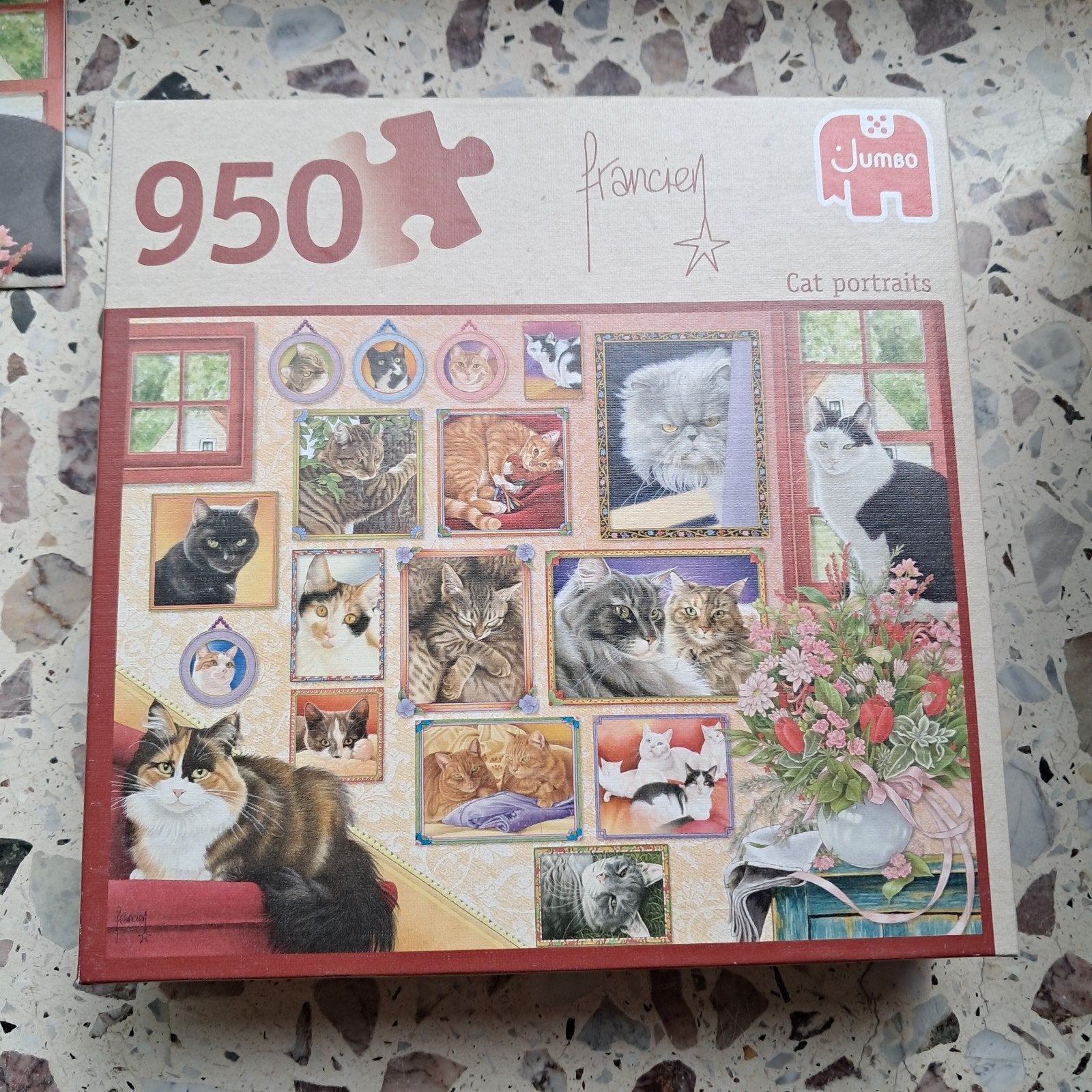 Jumbo Legpuzzel 950 stukjes - Kattenportretten, Ophalen, 500 t/m 1500 stukjes, Gebruikt, Legpuzzel