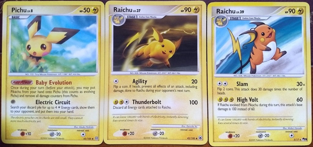 Pichu / Raichu, Ophalen of Verzenden, Gebruikt, Meerdere kaarten