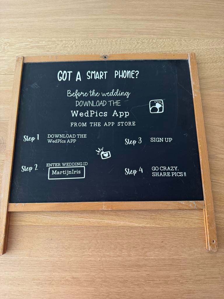 Bruiloft bord voor de app wedpics GRATIS, Ophalen of Verzenden