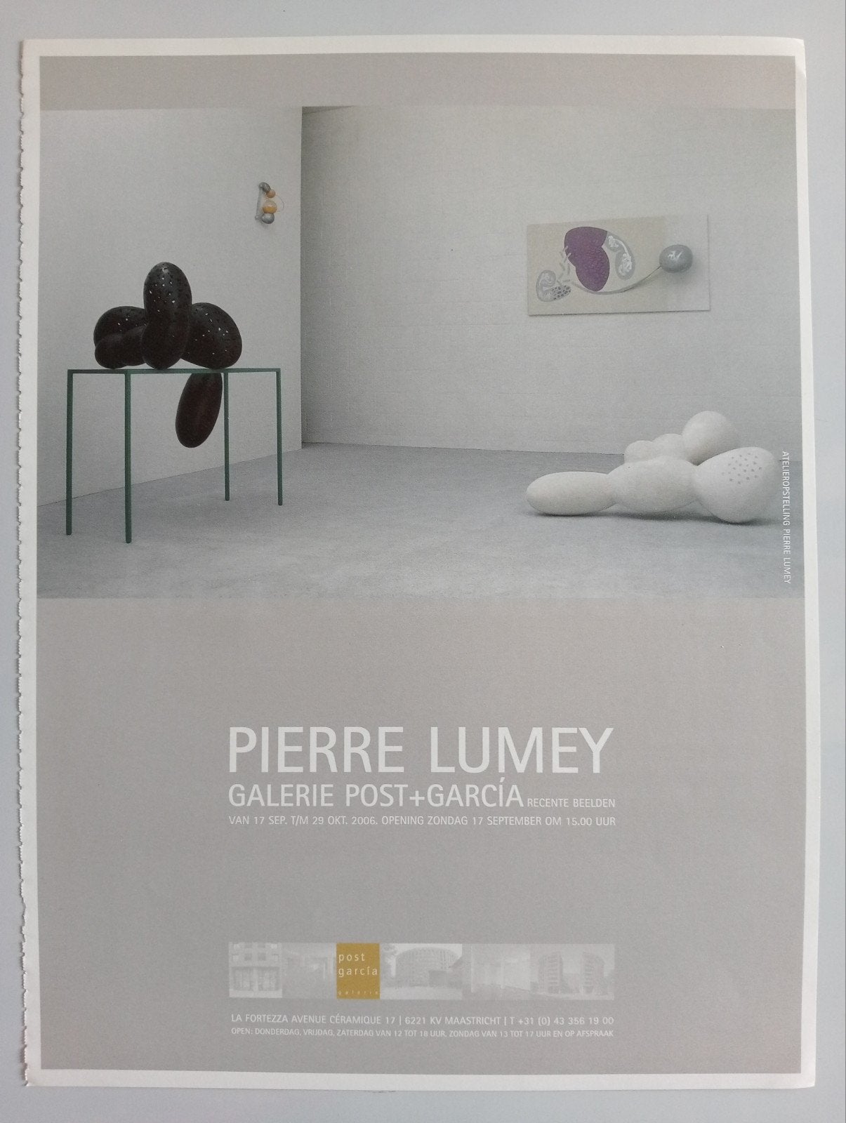 Pierre Lumey Galerie Post+Garcia Maastricht 2006 affiche, Ophalen of Verzenden, Gelezen, Overige typen