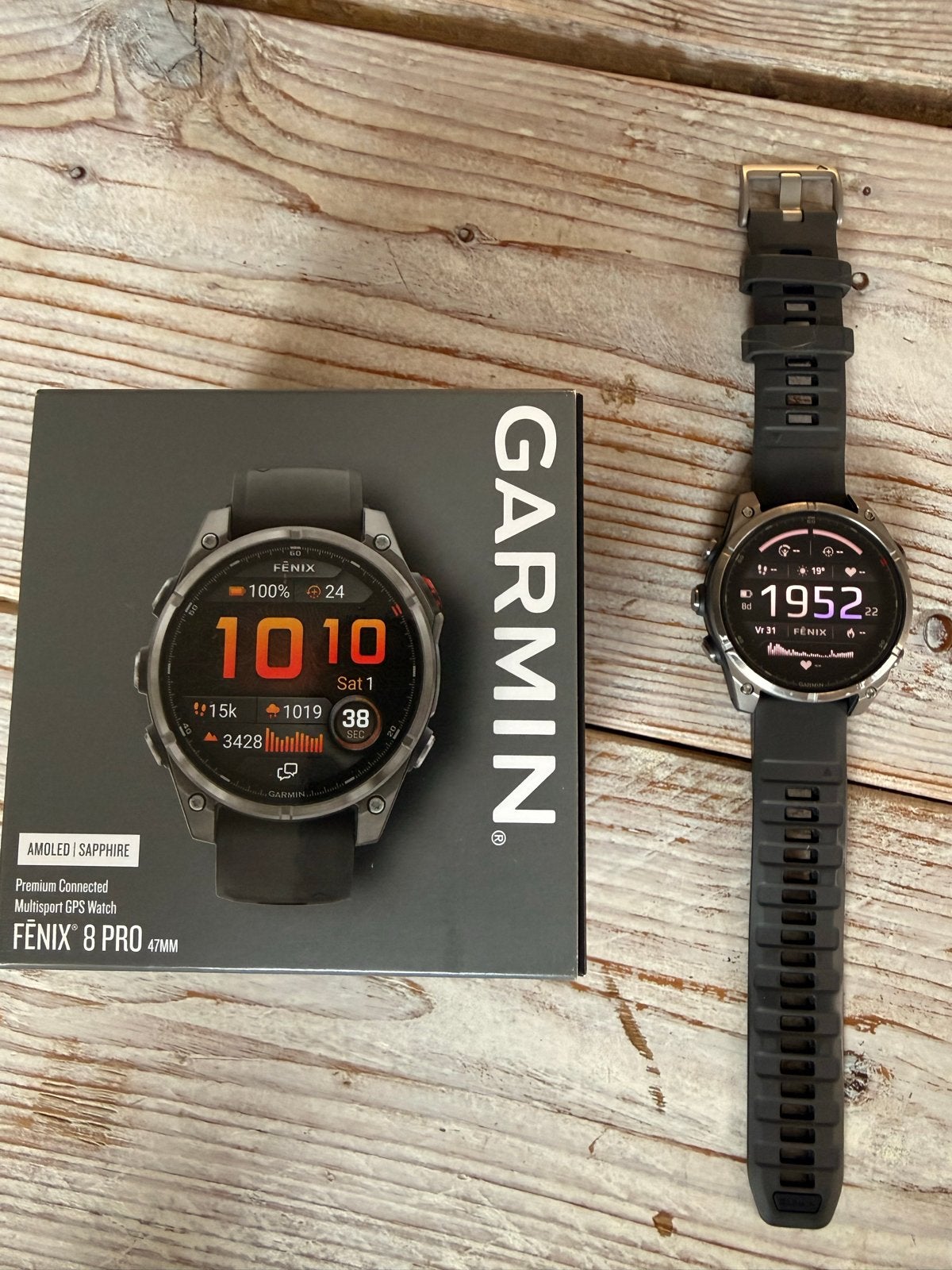 Garmin Fenix 8 Pro 47mm Multisport GPS Smartwatch, Ophalen, Zwart, Zo goed als nieuw, Waterdicht