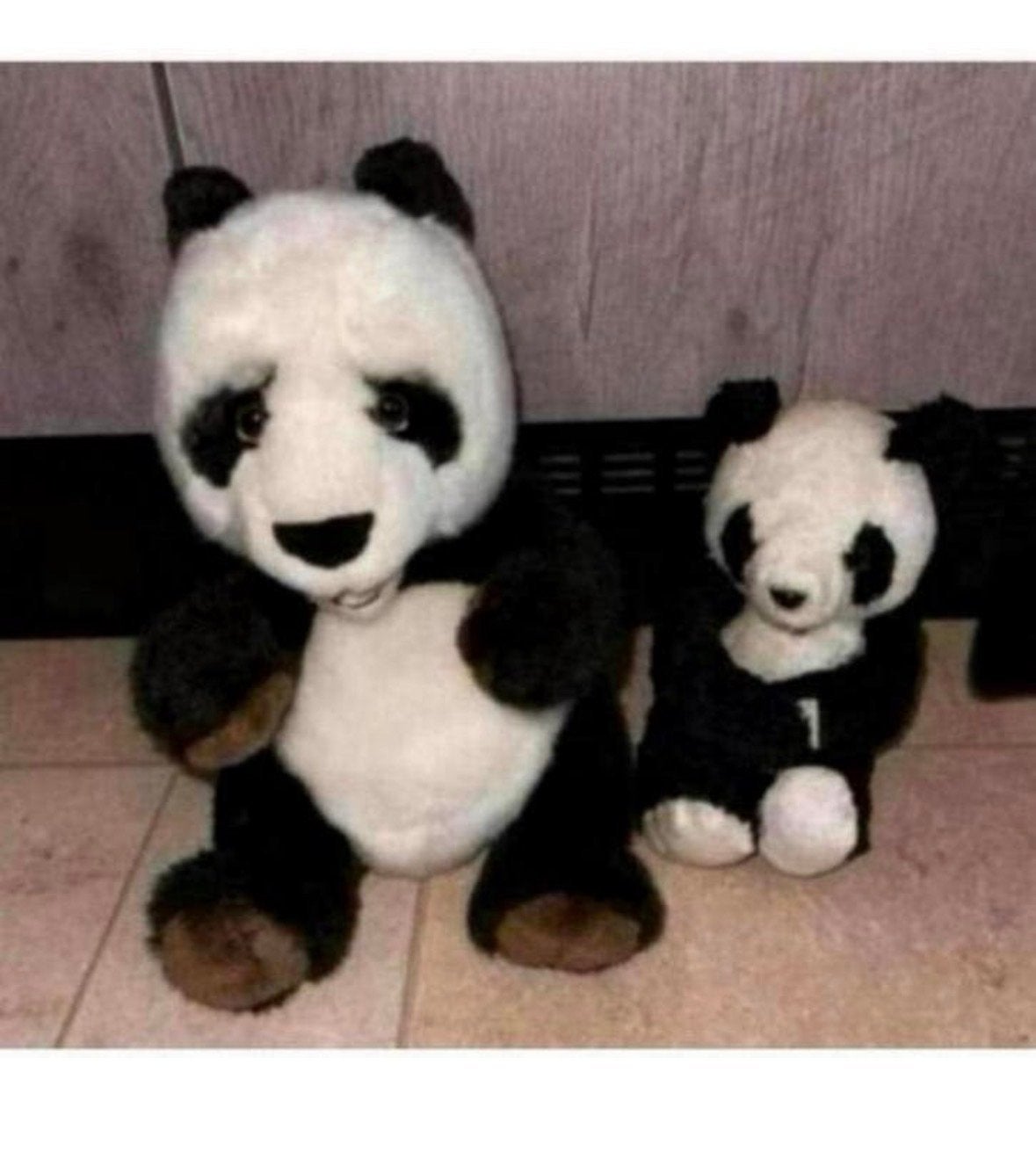 2 schattige panda knuffels - groot en klein, Ophalen of Verzenden, Zo goed als nieuw, Zwart, Beer