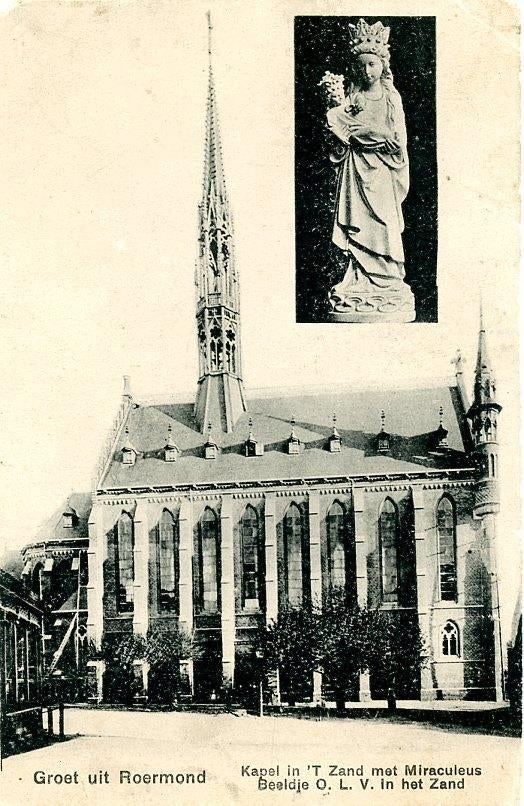 Roermond Kapel in t Zand met inzet beeld, Ophalen of Verzenden, Voor 1920, Ongelopen, Limburg