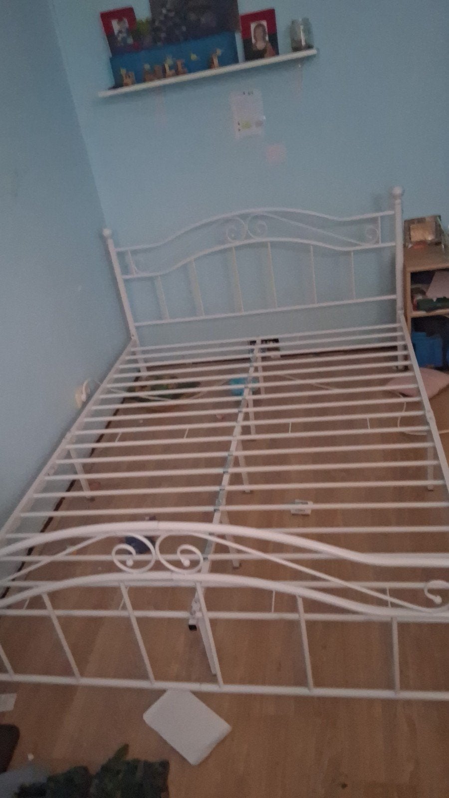 Wit metalen tweepersoonsbed met sierlijke details, Gebruikt, Romantisch, Klassiek, Wit, Tweepersoons