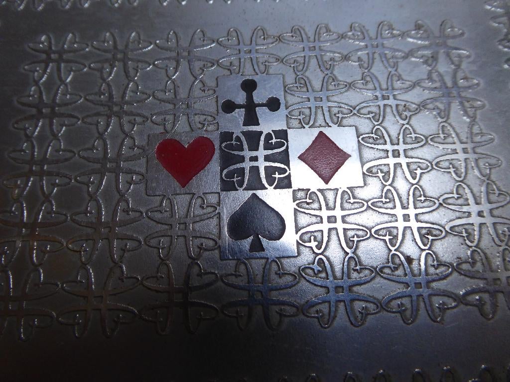 Vintage metalen doos (kaartendoos), Ophalen of Verzenden