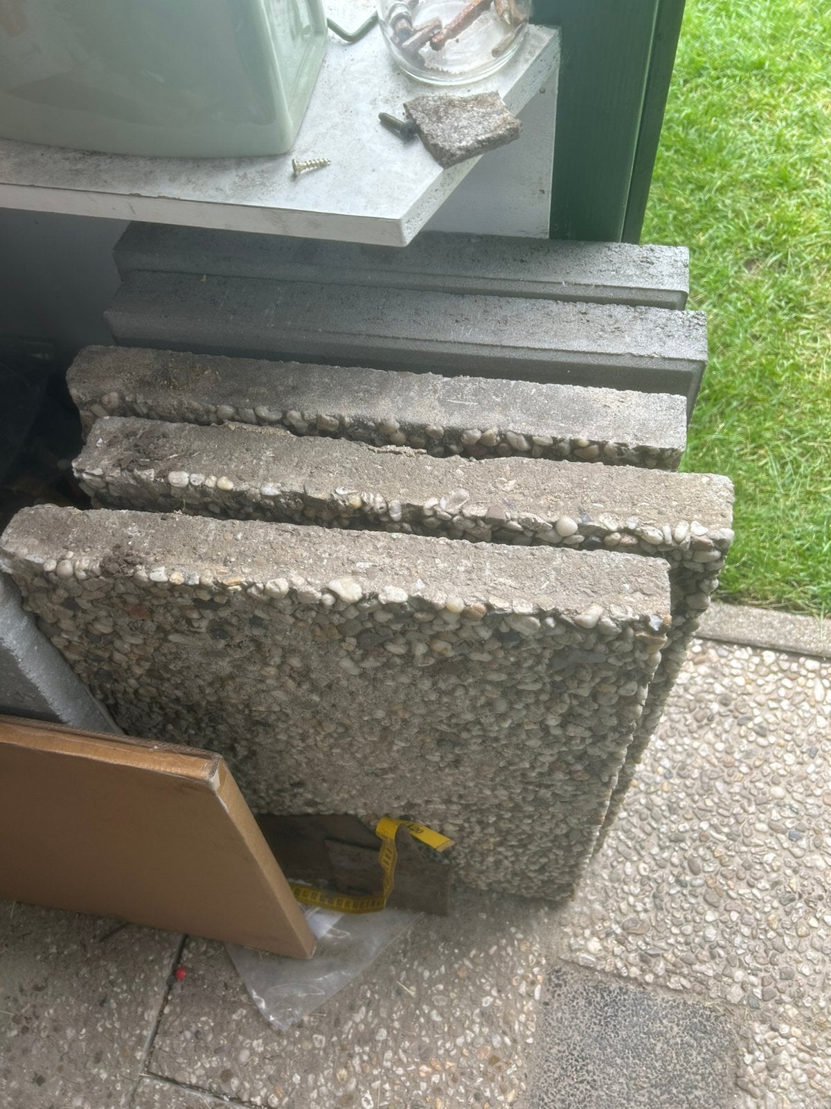 5 gratis beton - grindtegels, Ophalen, Zo goed als nieuw, Beton, Terrastegels