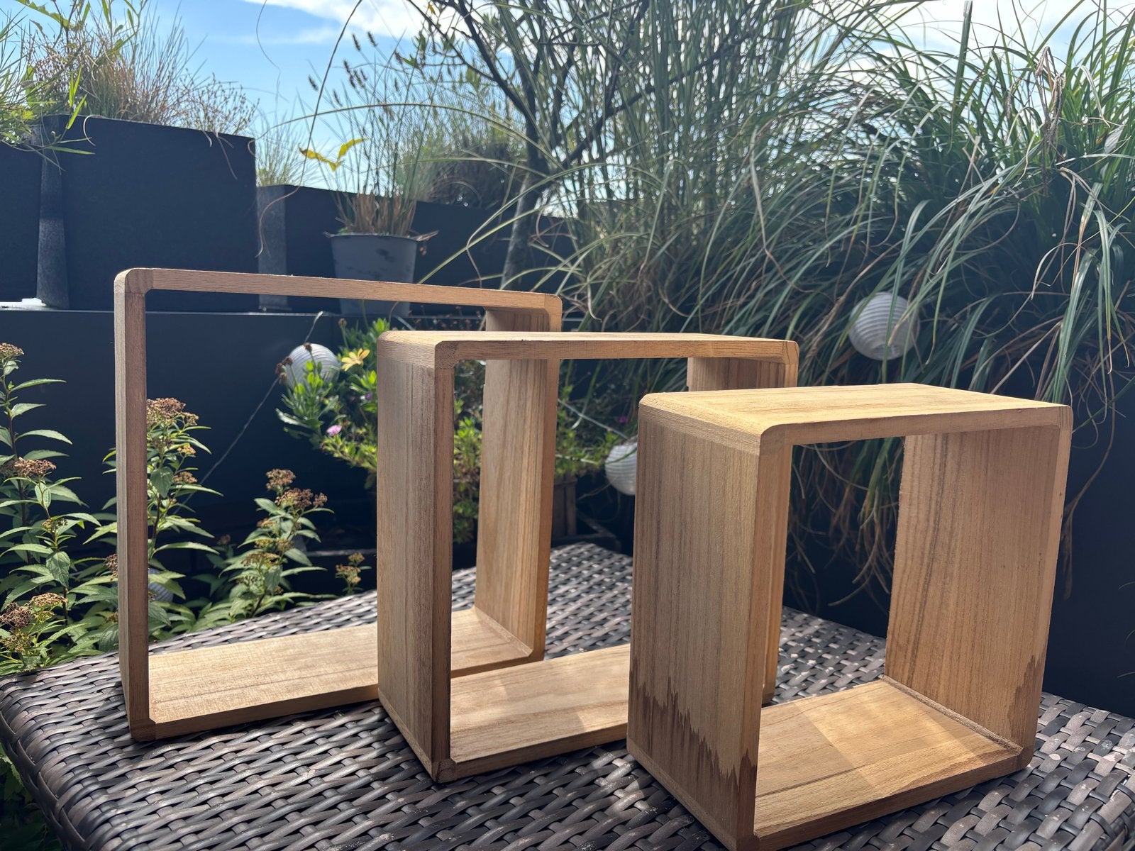 Set van 3 houten kubusplanken, Ophalen of Verzenden, Gebruikt