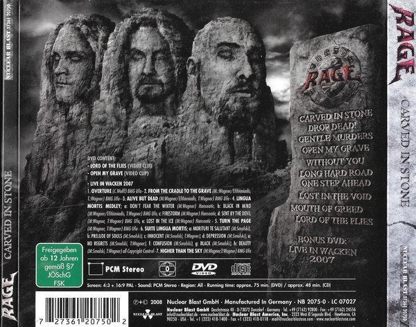 Rage - Carved in Stone (CD + DVD Limited Edition), Hardrock, Zo goed als nieuw, Album, Inclusief DVD