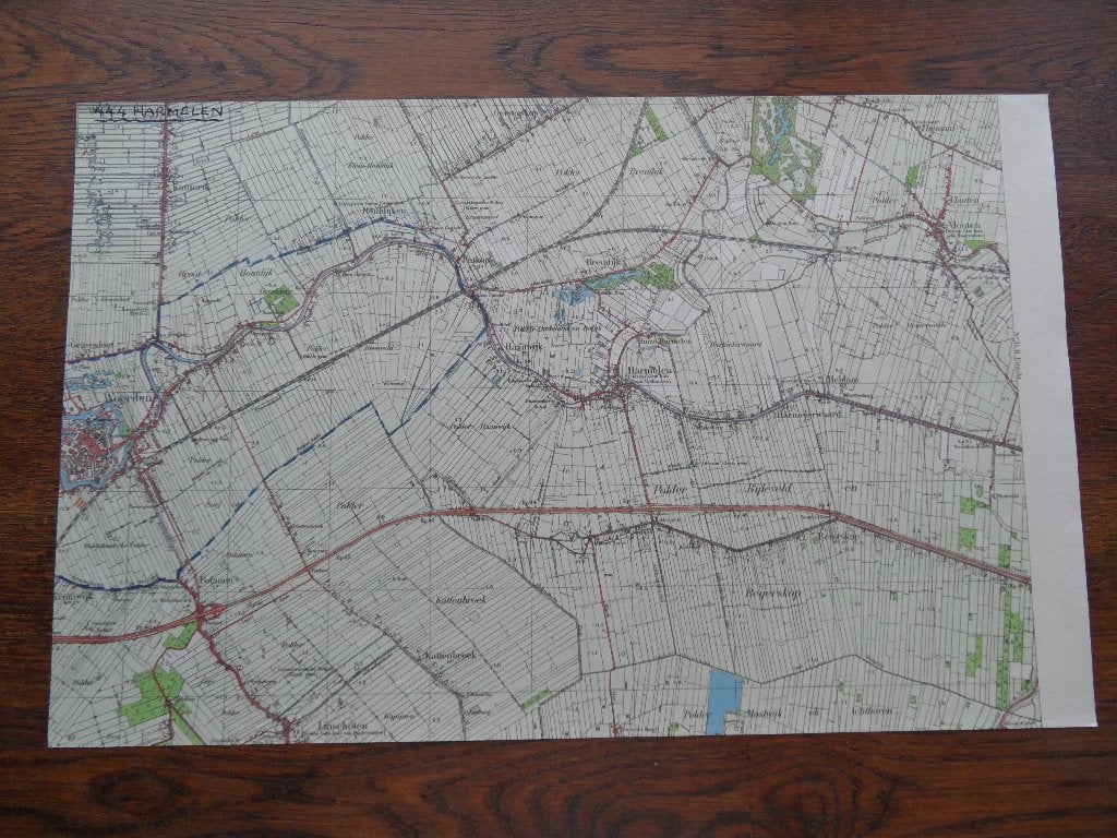 stafkaart  harmelen  woerden  1890?  vleuten  26x41cm, Verzenden, Topografische inrichting, 1800 tot 2000, Nederland