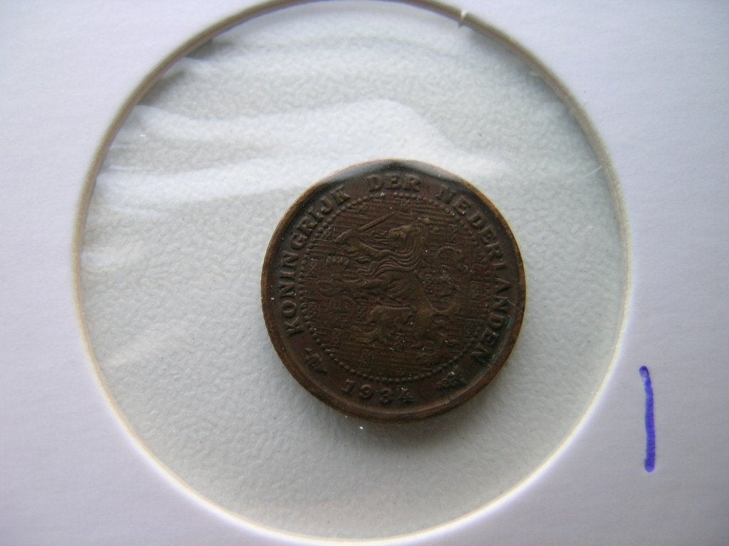 Halve Cent 1934 (nr 1), Ophalen of Verzenden, Koningin Wilhelmina, Overige waardes, Losse munt