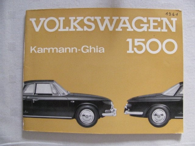 IB25 Volkswagen Karmann Ghia Type 34 1500 handleiding 1961 , Ophalen of Verzenden