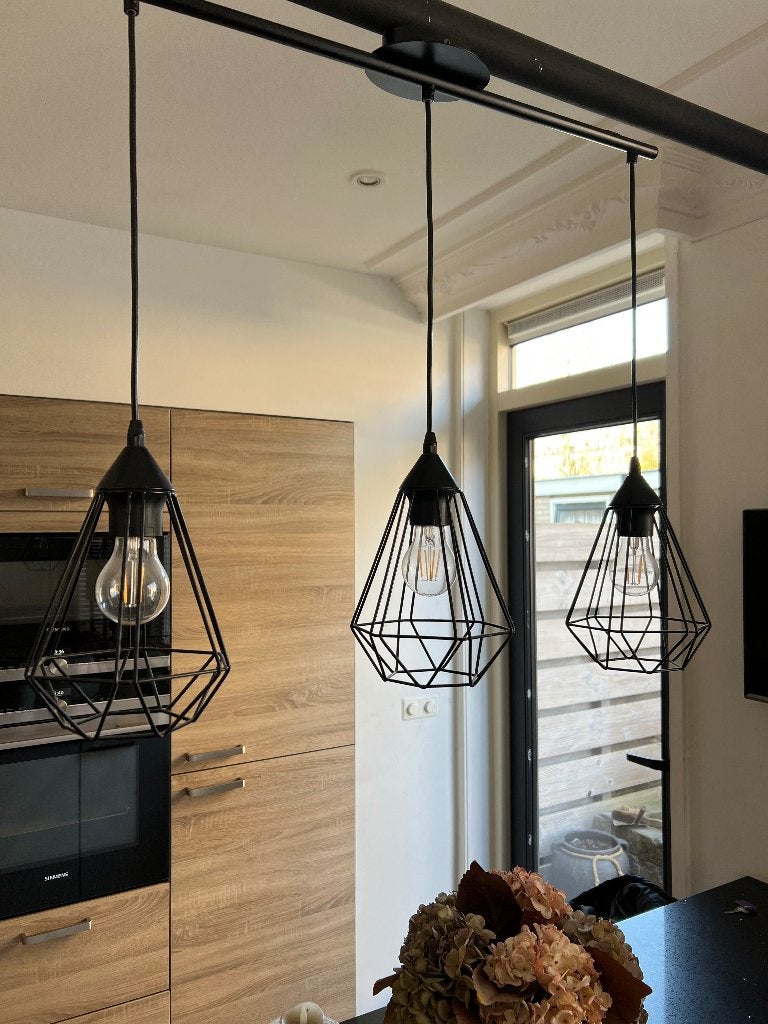 3 hanglampen keuken bar bistro kamer, Ophalen, Zo goed als nieuw, Metaal, Modern