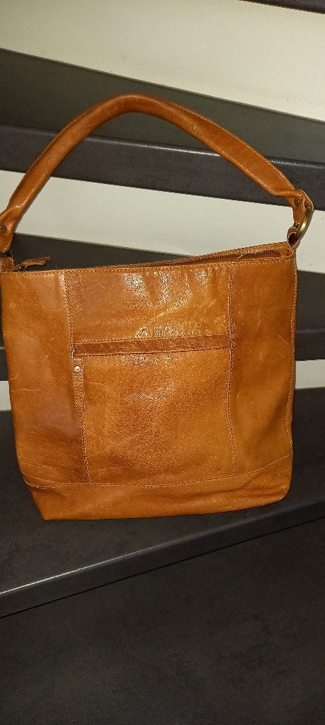 DE ROOY AMSTERDAM LEREN HANDTAS., Ophalen of Verzenden, Gebruikt, Overige kleuren, Handtas