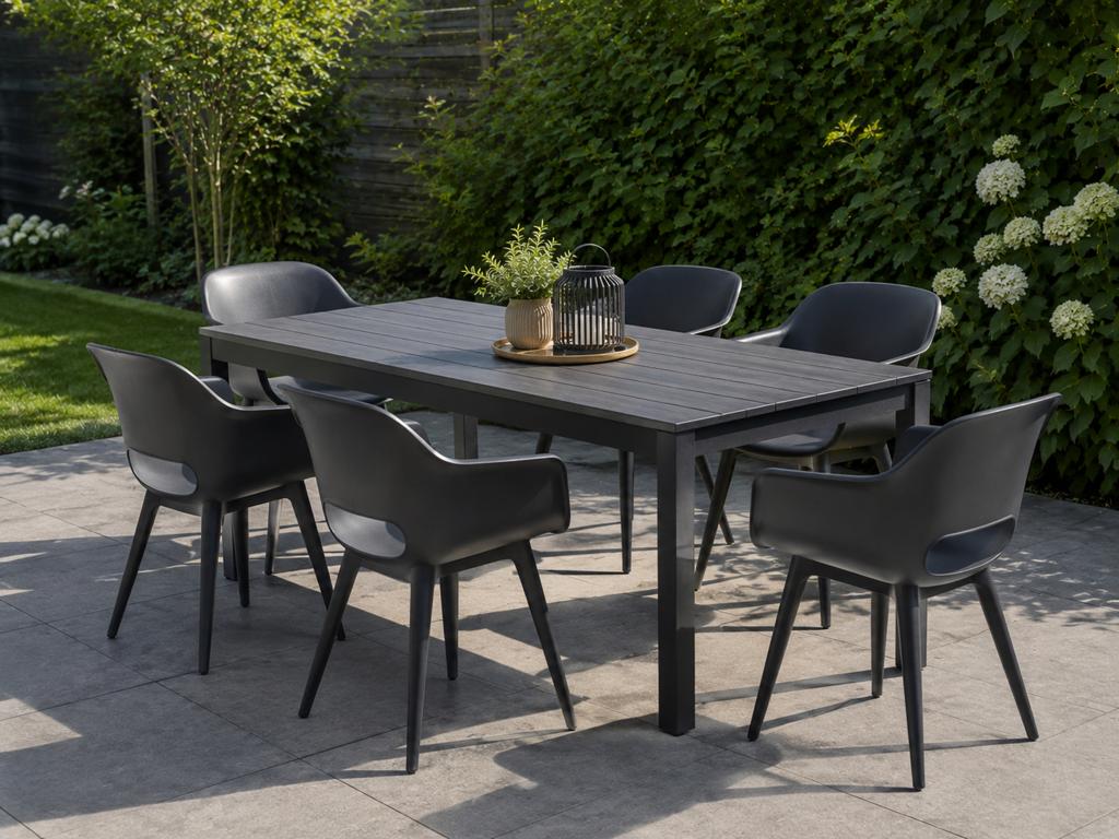 Zes zwarte tuin kuip stoelen, Tuin en Terras, Ophalen, Gebruikt, Kunststof