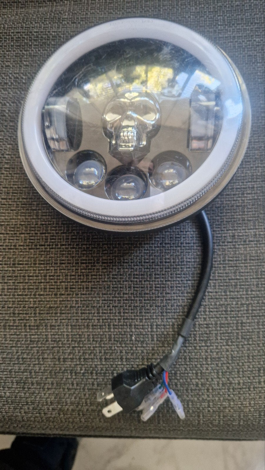 LED Koplamp met Doodskop Design - Universeel, Ophalen, Gebruikt