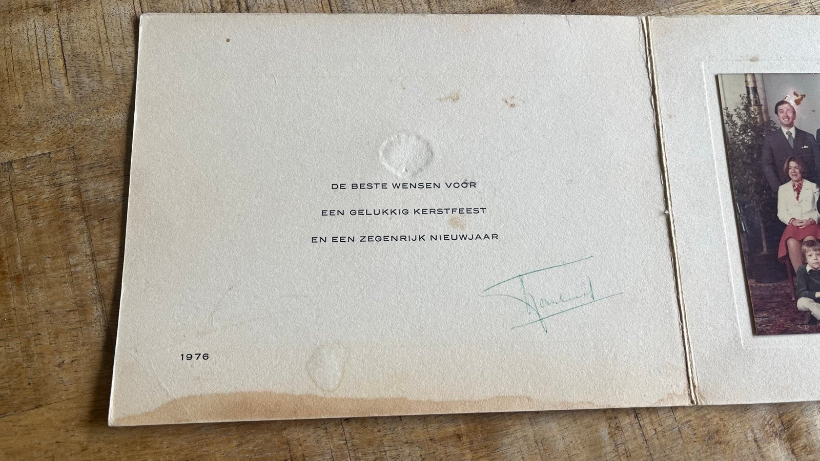 ORGINEKE KERSTKAART JULIANA BERNHARD 1976 met handtekeningen, Ophalen of Verzenden, Gebruikt, Kaart, Foto of Prent