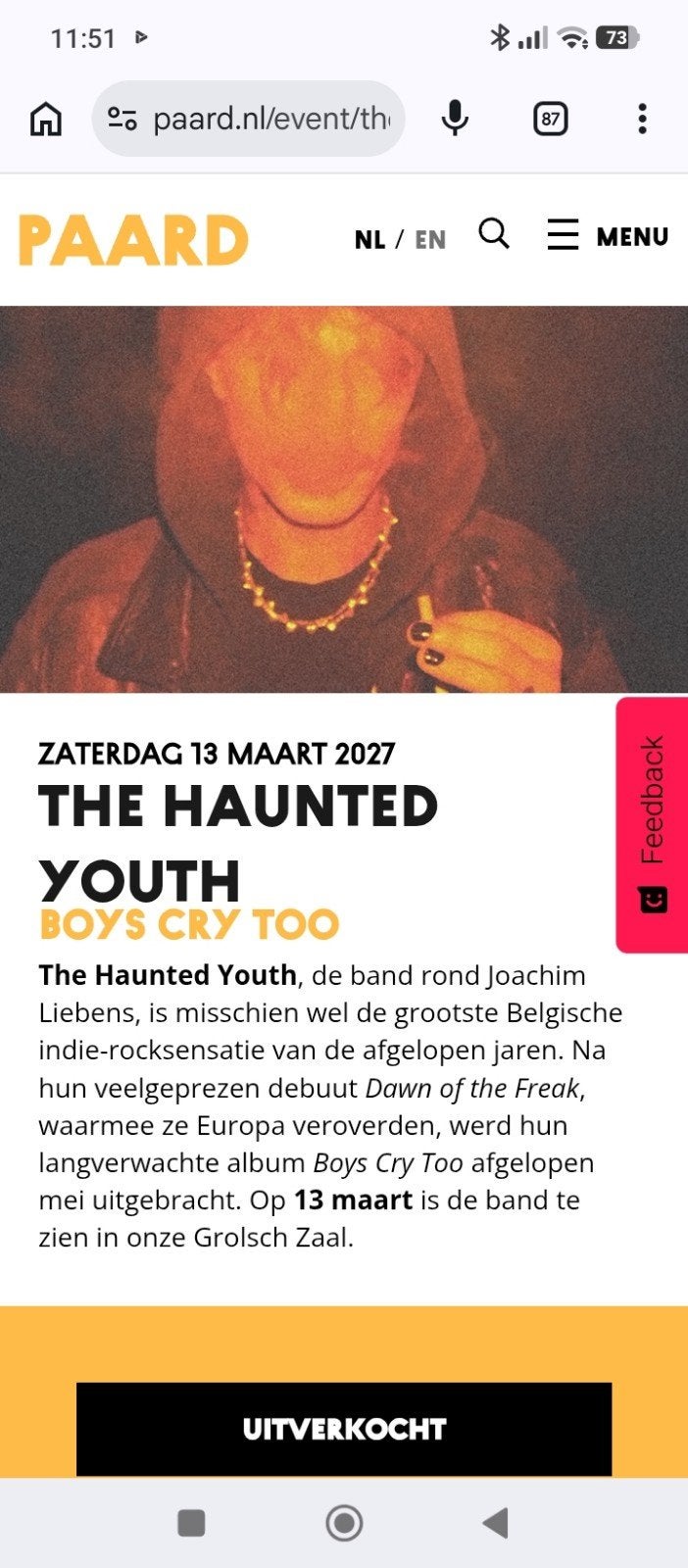 2 of 4 tickets voor The Haunted Youth Paard Den Haag, Tickets en Kaartjes, Twee personen, Maart