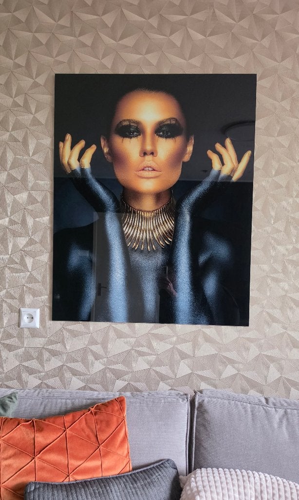 Schilderij zwart goud plexiglas wanddecoratie, Ophalen, Zo goed als nieuw, Schilderij, 75 tot 100 cm
