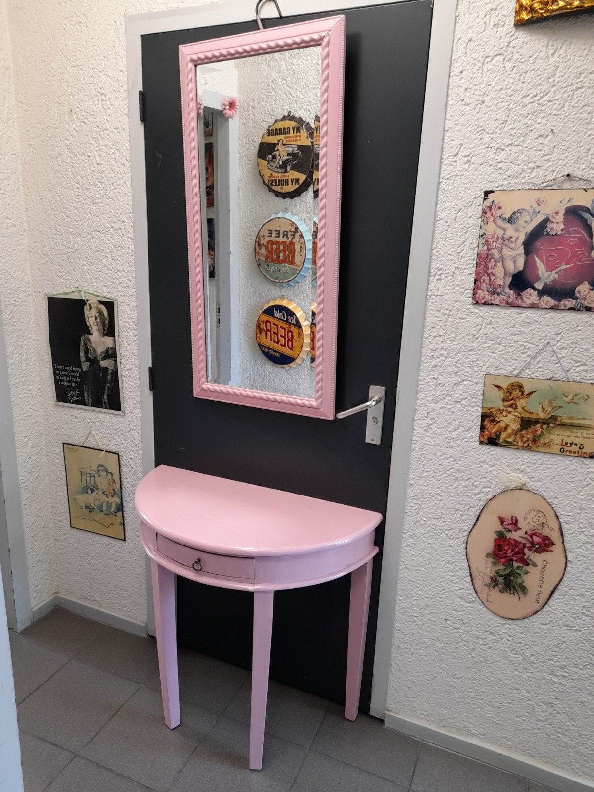 Mooie rose side tafel evt met spiegel, Ophalen of Verzenden
