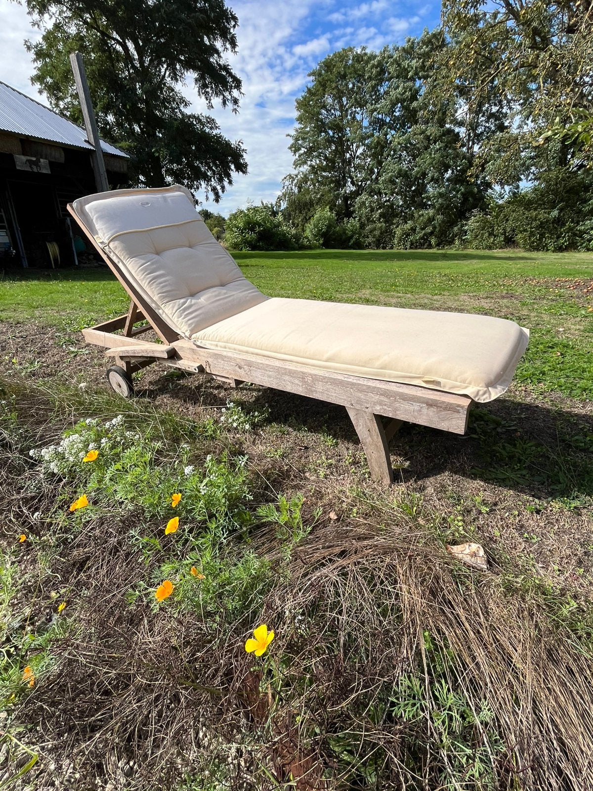 Houten ligbed met vrijwel nieuw kussen van Hartman, Ophalen, Zo goed als nieuw, Overige materialen, Verstelbaar
