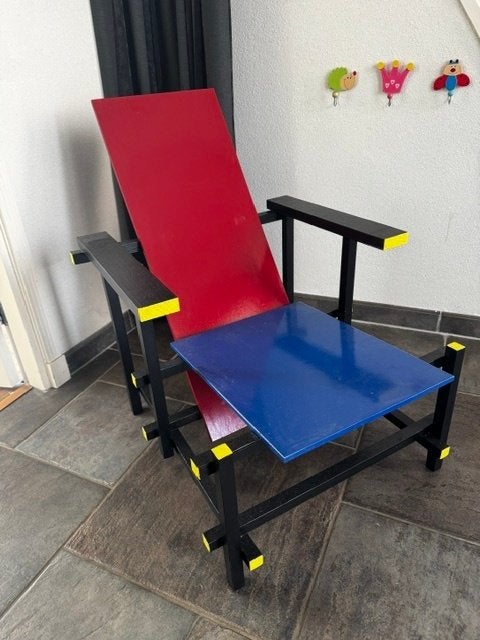 Rood- blauwe Rietveld stoel., Antiek en Kunst, Ophalen