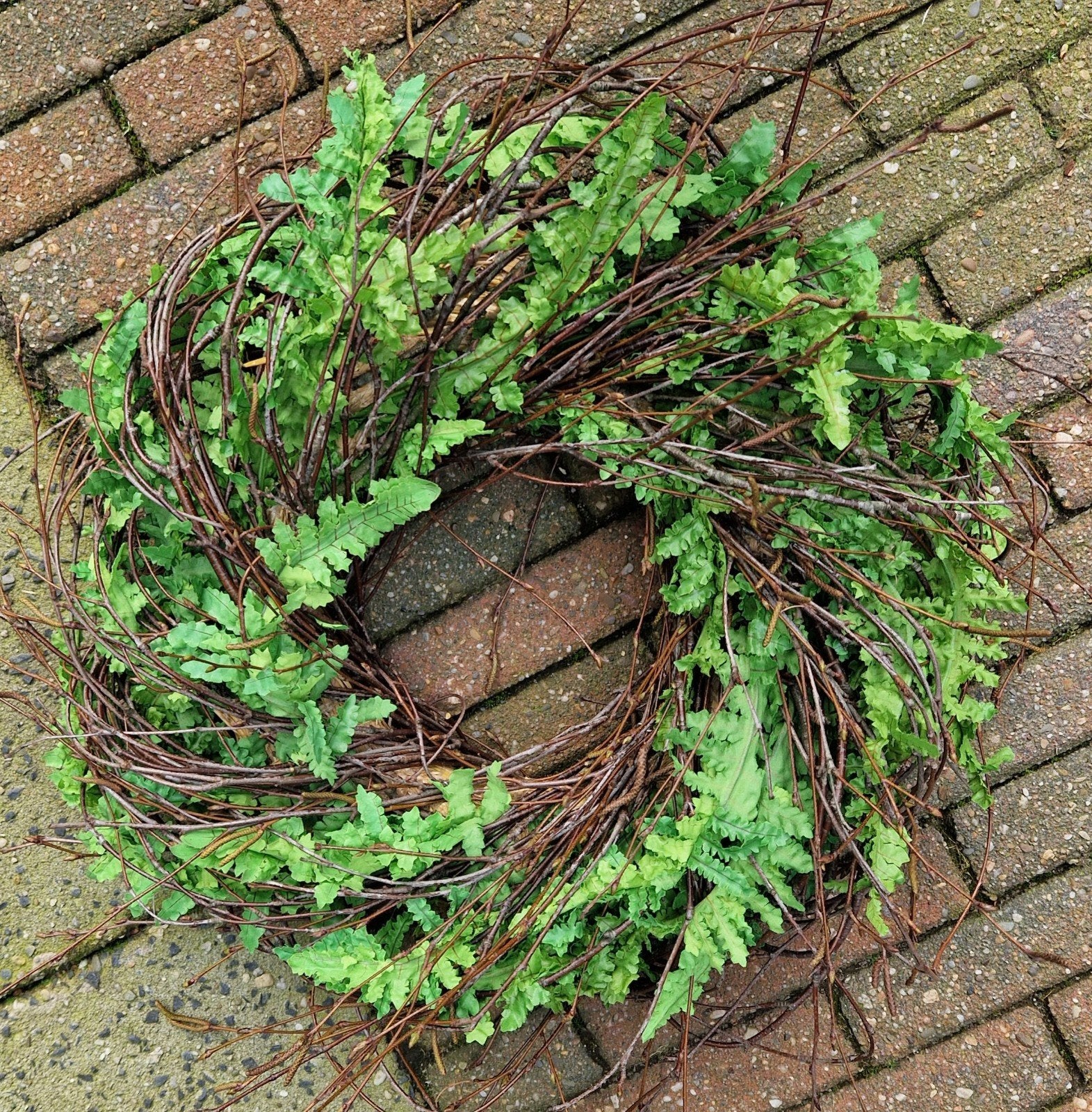 Natuurlijke Krans van Takken en Goene kunst Varens, Ophalen of Verzenden