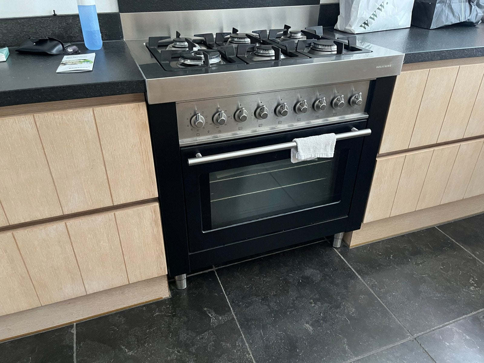 Luxe BOSCH SOLITAIRE Gasfornuis en Oven - 6 Branders, 90 cm, Ophalen, Gebruikt, 60 cm of meer, Gas