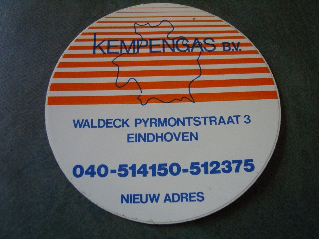 sticker EHV KEMPENGAS BV Waldeck Pyrmontstraat 3, Ophalen, Zo goed als nieuw