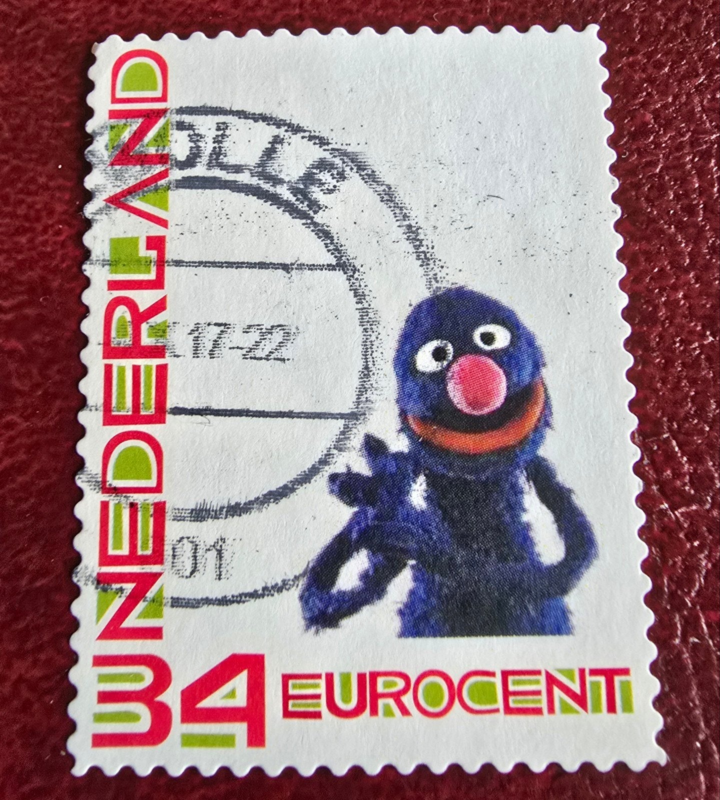 Kv275 kerst postzegel Sesamstraat Grover 34 Eurocent, Ophalen of Verzenden, Na 1940, Gestempeld