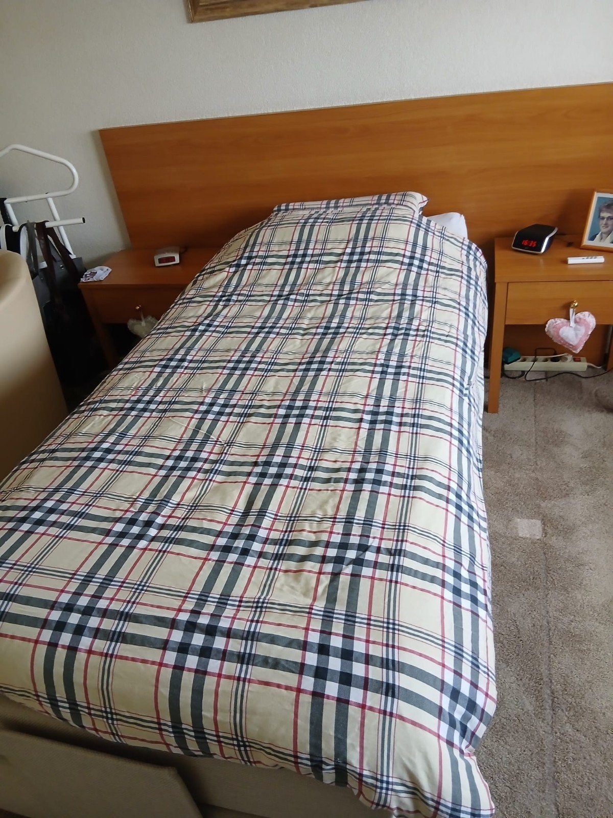 Elektrisch verstelbaar 1-persoonsbed, Ophalen, 90 cm, Eenpersoons, Beige