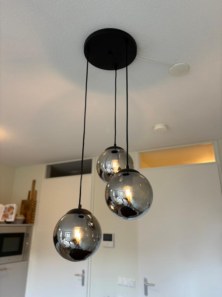 Hanglamp smoke glas QAZQA, Ophalen, Zo goed als nieuw, Glas, 50 tot 75 cm