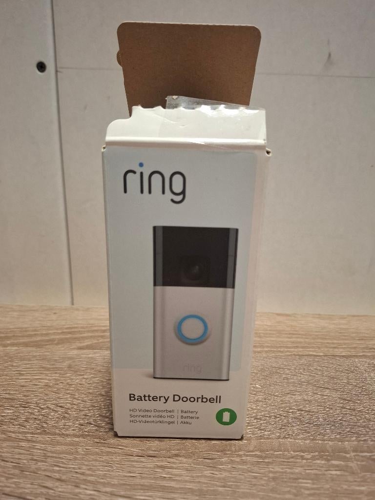 Ring Battery Video Doorbell Zilver, Ophalen of Verzenden, Bewegingsdetectiesensor, Zo goed als nieuw, Draadloos