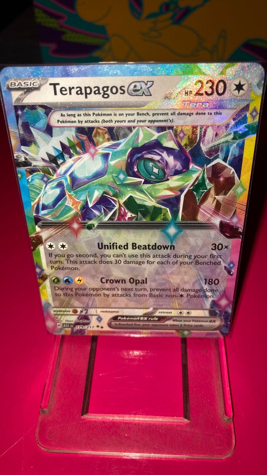 Pokemon Terapagos Ex 179/217 Adcended Heroes 3,00 euro, Ophalen of Verzenden, Zo goed als nieuw