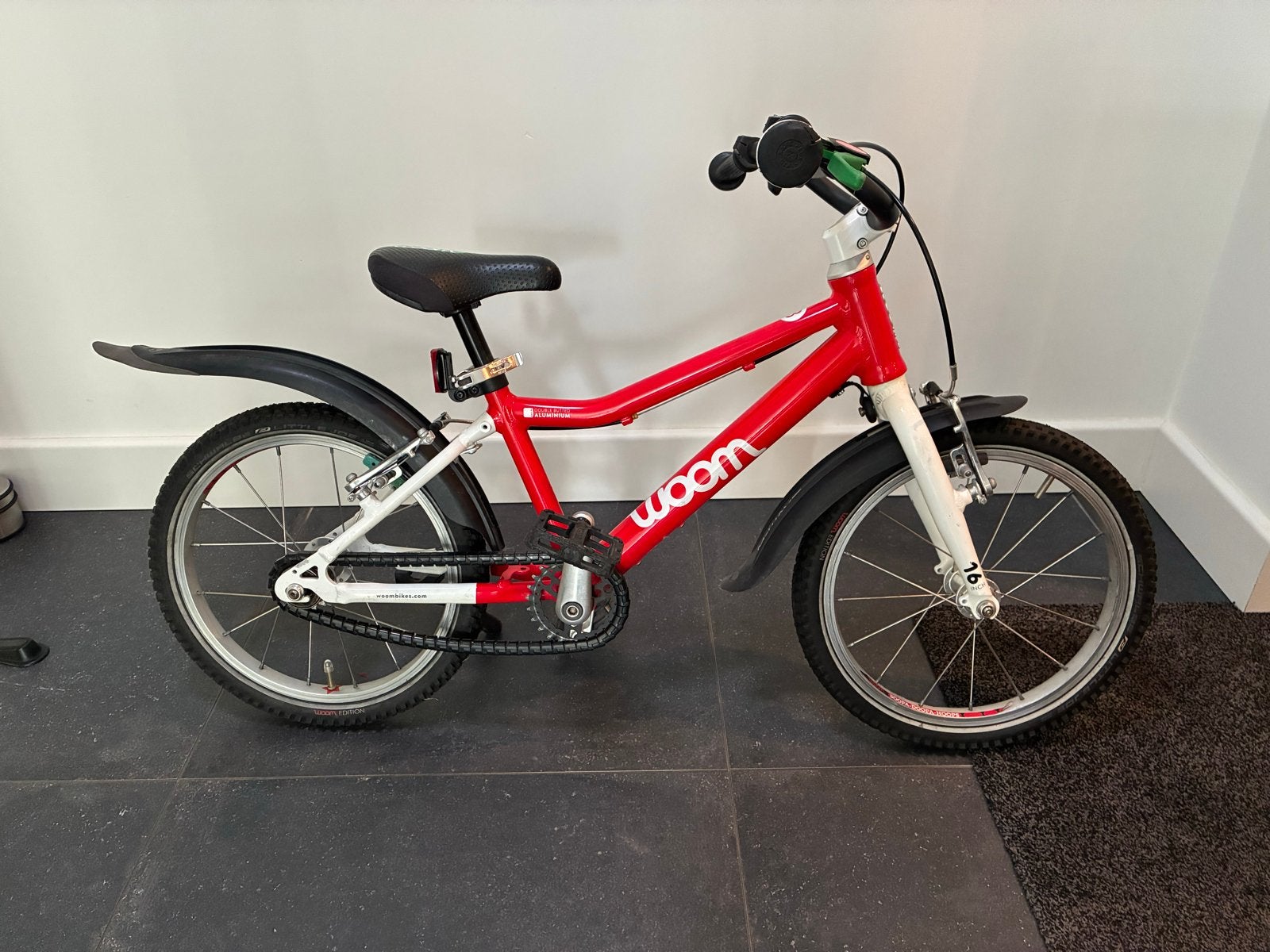 Woom 3 kinderfiets, Ophalen, Zijwieltjes, Velgrem, 16 tot 20 inch