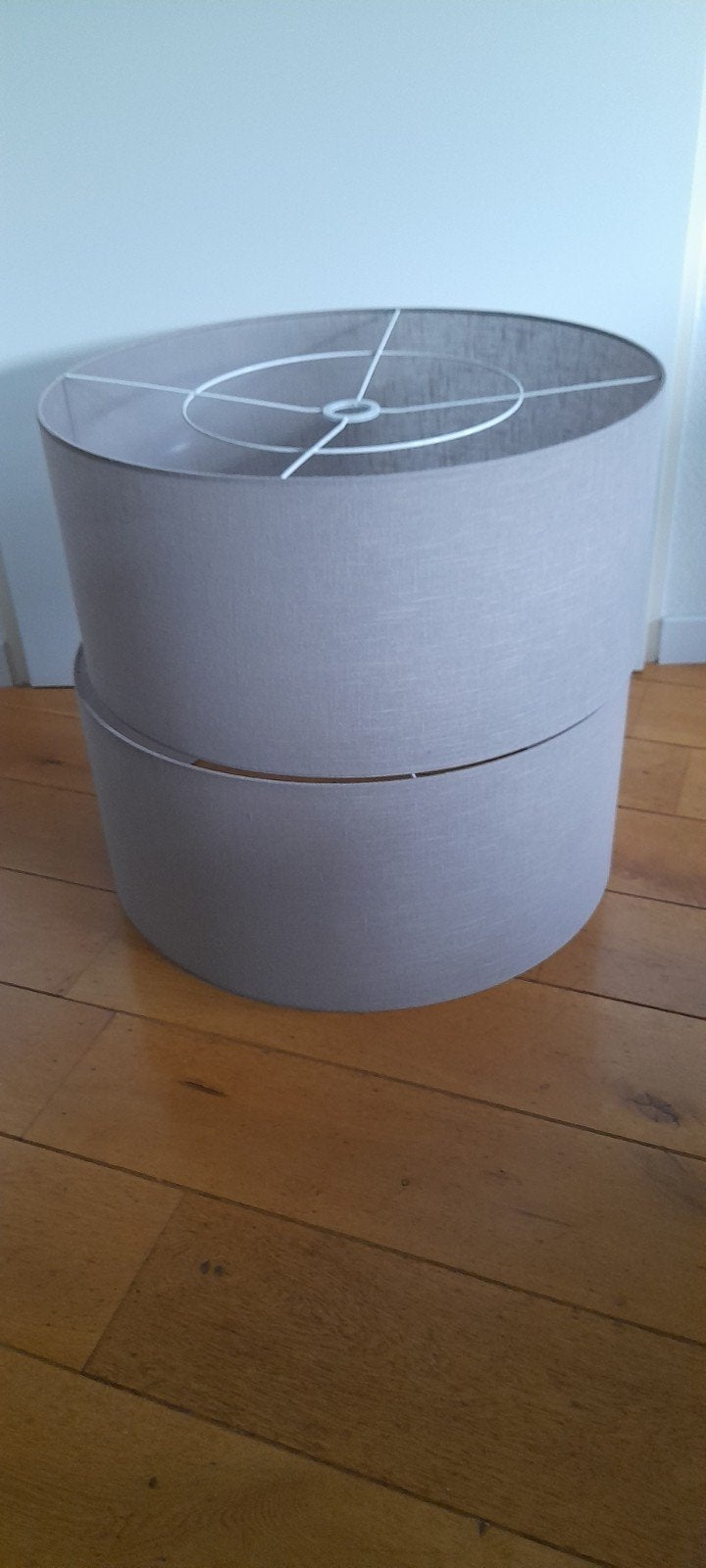 2x grote lampenkap licht taupe zgan 61x28 cm, Beige, Zo goed als nieuw, Textiel, 61 cm