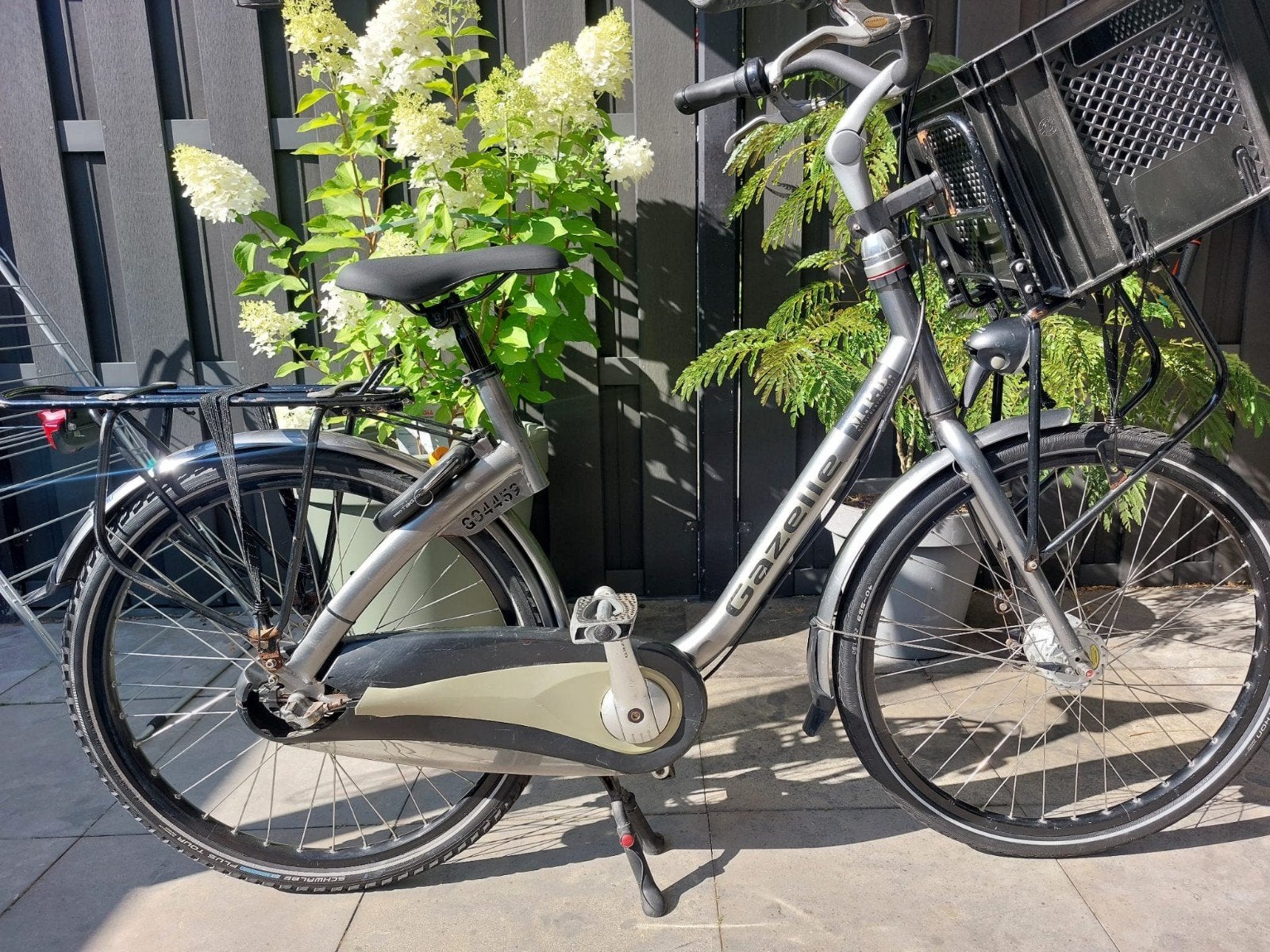 Gazelle transportfiets met voordrager en mand, Ophalen, Versnellingen, Gazelle, Trommelrem