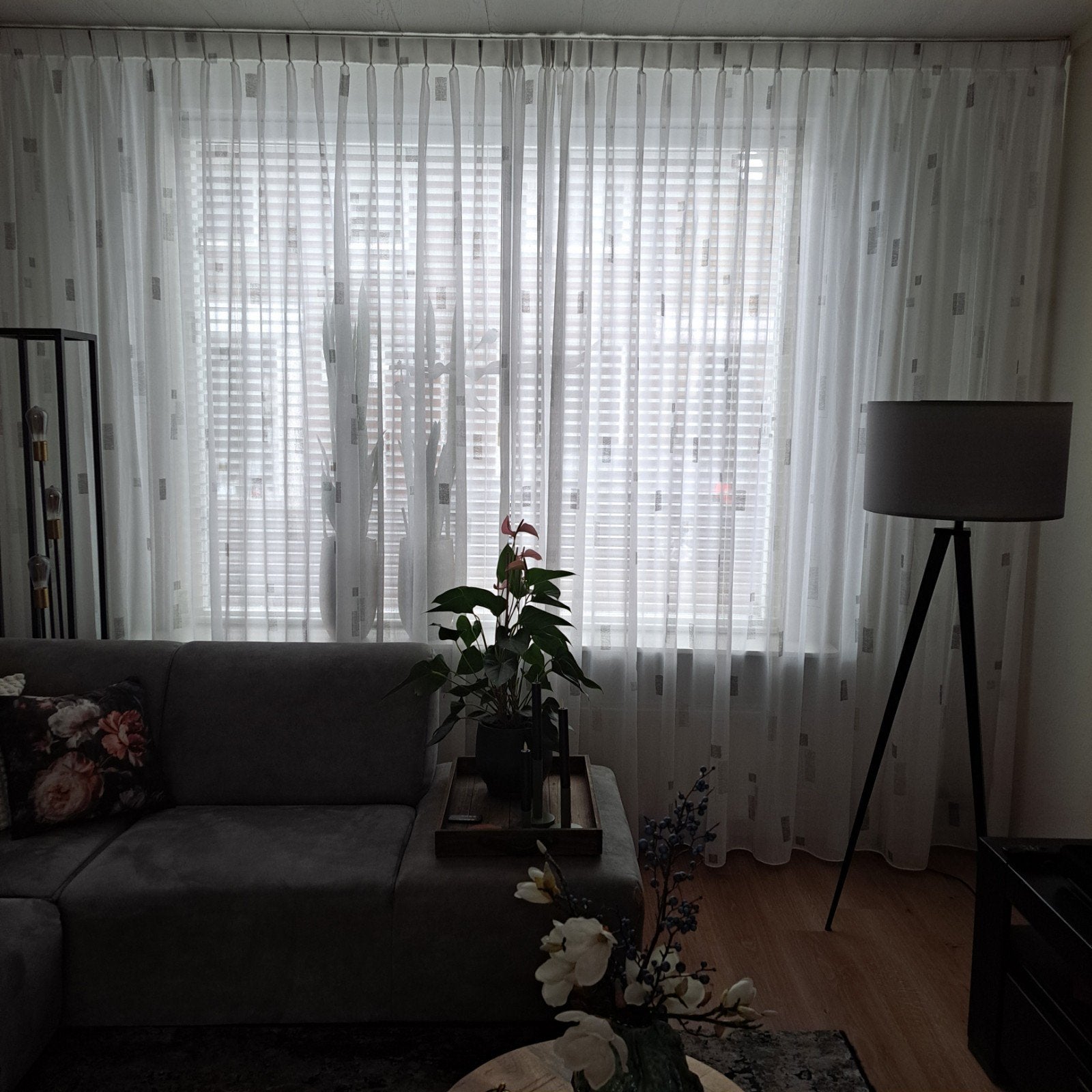 Inbetween vitrage gordijnen - 370x268 cm - Vlekvrij, Wit, Ophalen of Verzenden, Inbetween gordijn, Lichtdoorlatend