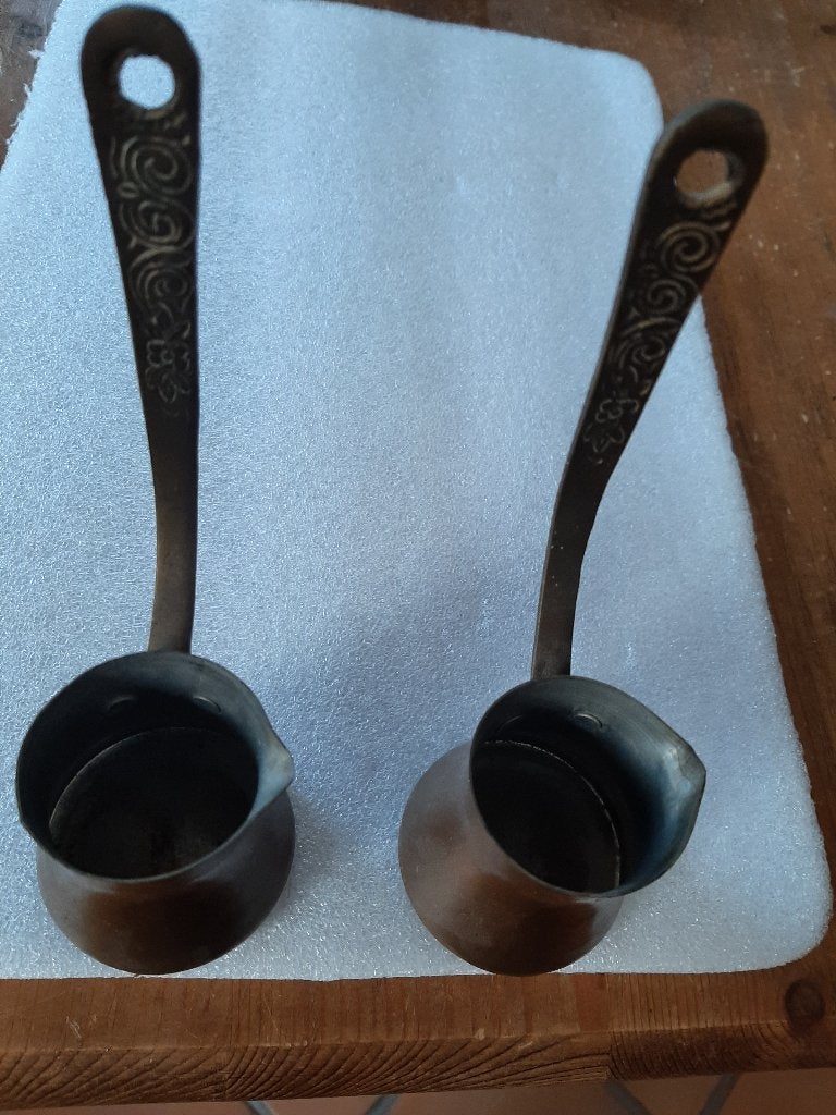 Set van 2 Turkse koffiepotjes  / cezve, Ophalen of Verzenden, Koper