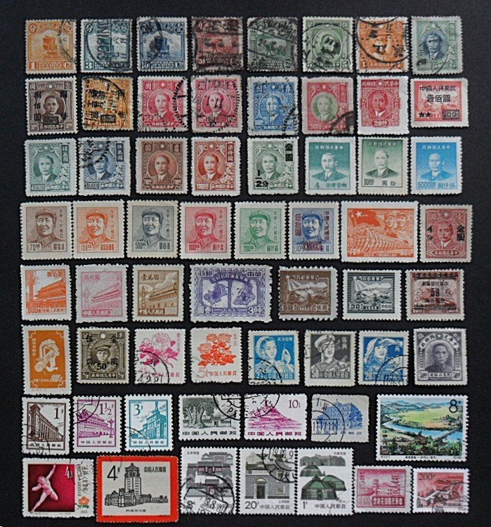 China : groot kavel van 61 zegels vanaf 1912 t/m jaren '80, Ophalen of Verzenden, Centraal-Azië